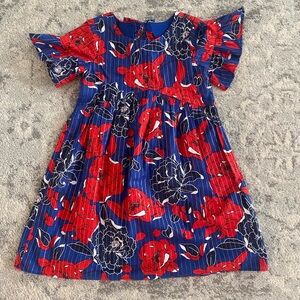 Floral Kids Dress in Red and Blue